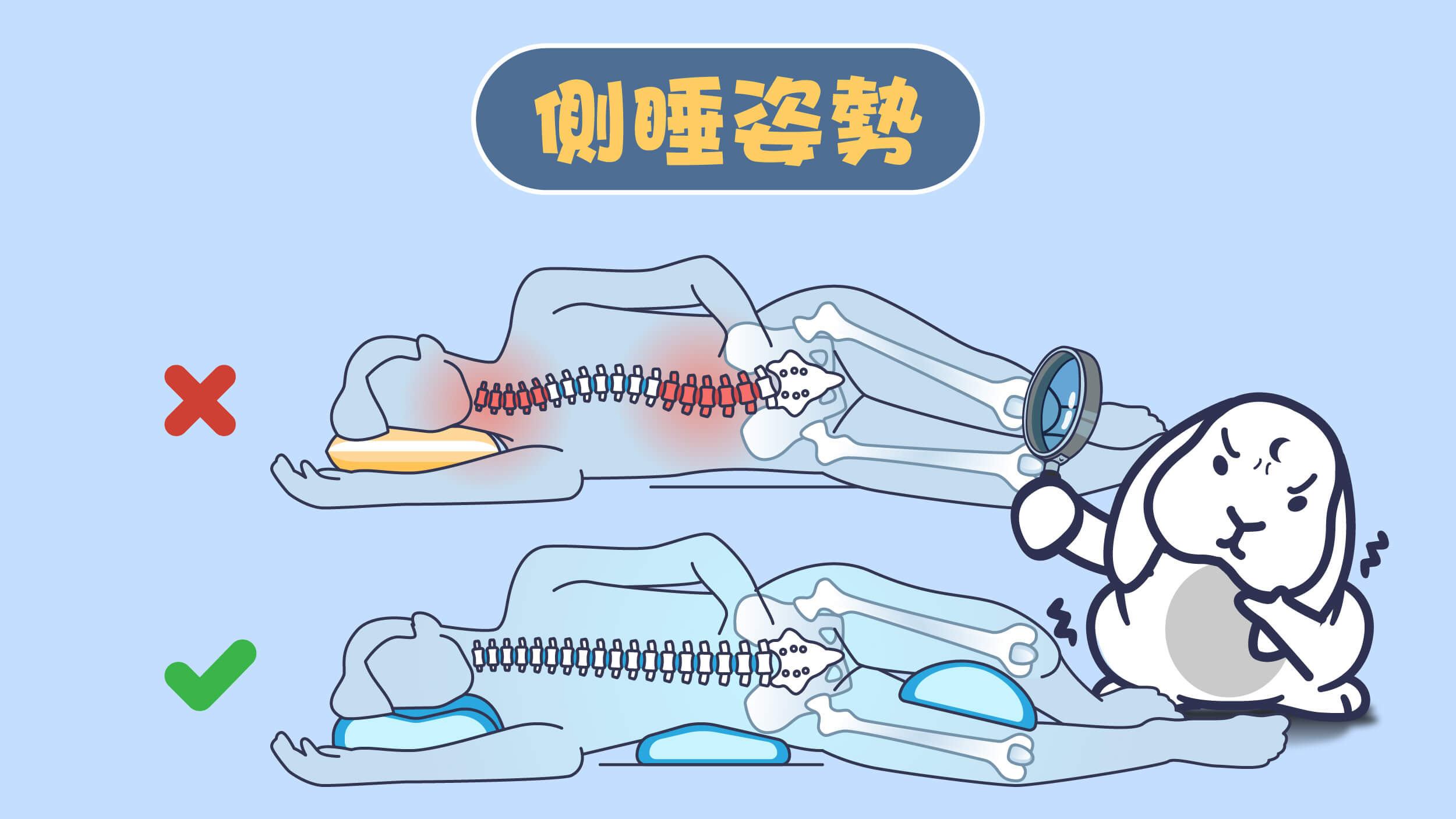 正確的側睡姿勢