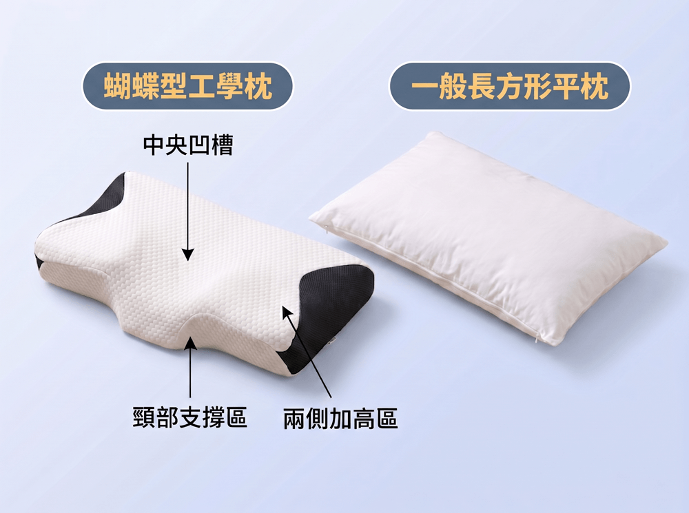 蝴蝶枕與一般枕頭的差別